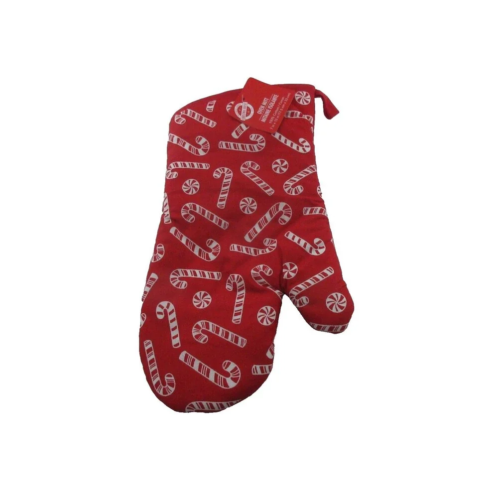 3 pc kitchen towel set (2 Kitchen Towels 1 Oven Mitt)North Pole Christmas Candy